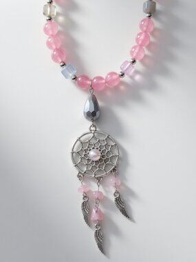 NWT BAG PURSE CHARM DREAM CATCHER SILVER PINK KEY RING KEYCHAIN ACCESSORY